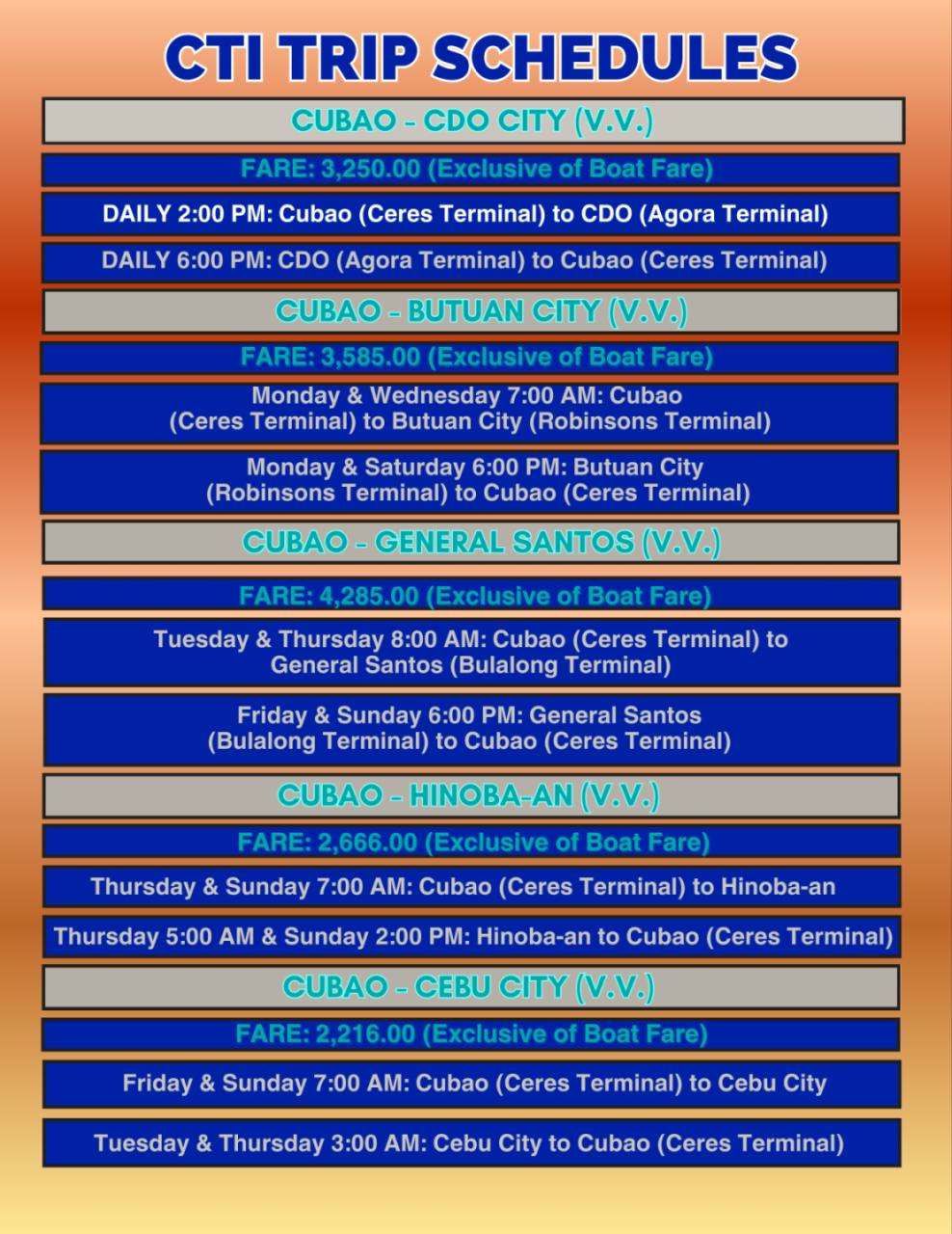 Red - CTI Batangas Branch New Routes schedule of Trips And Fares. Cubao ...