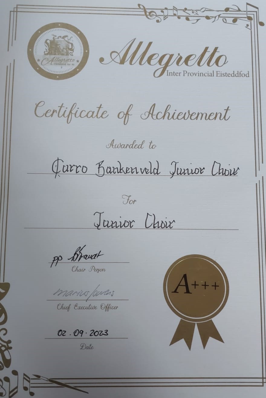 🌟🎶 Big Congratulations to our Junior... - Curro Bankenveld | Facebook