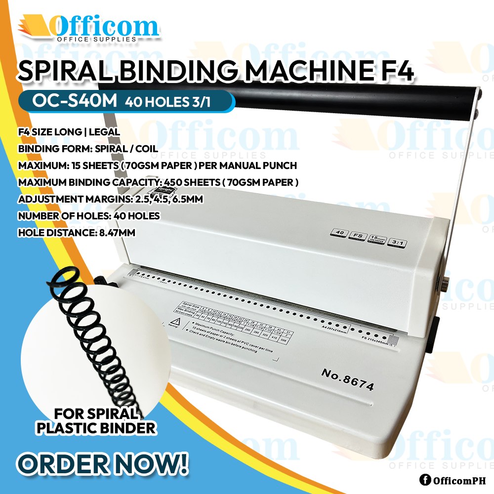Officom: - Spiral Binding Machine F4 F4 Size Long | Legal Binding Form ...