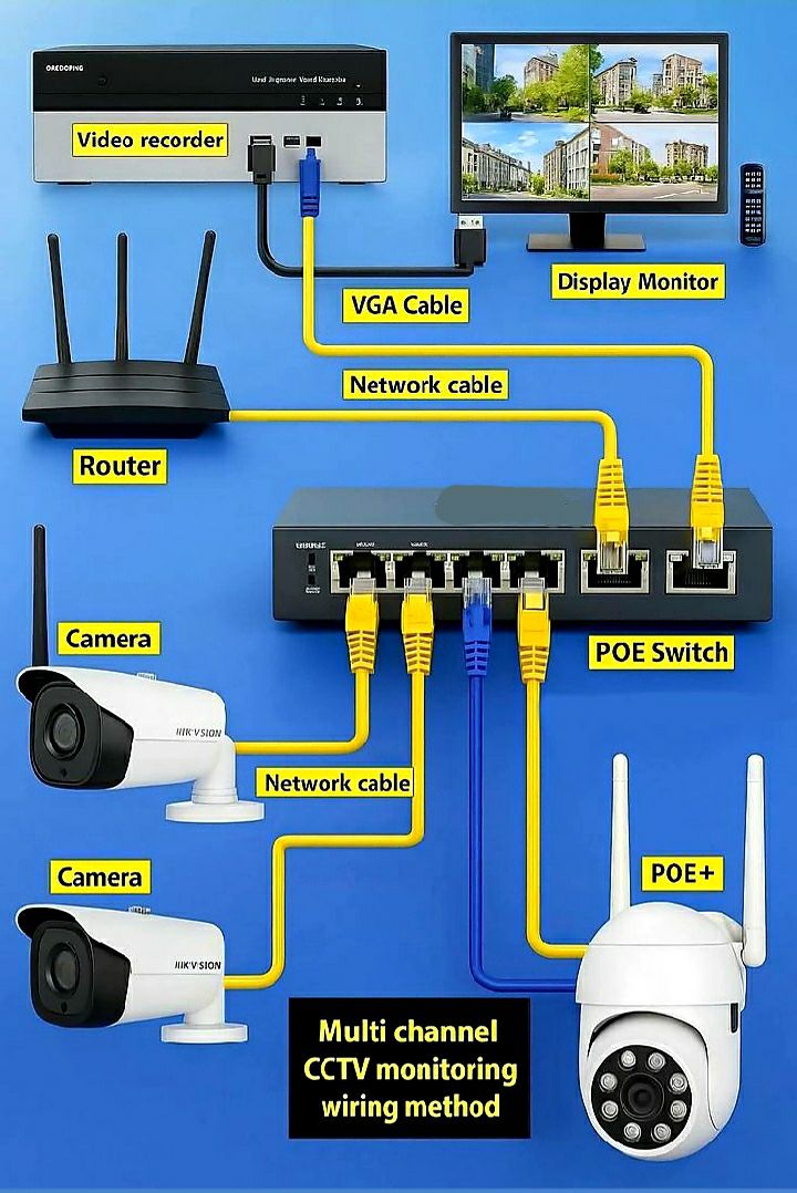 Learn All About Electronics | This diagram shows a multi-channel CCTV ...
