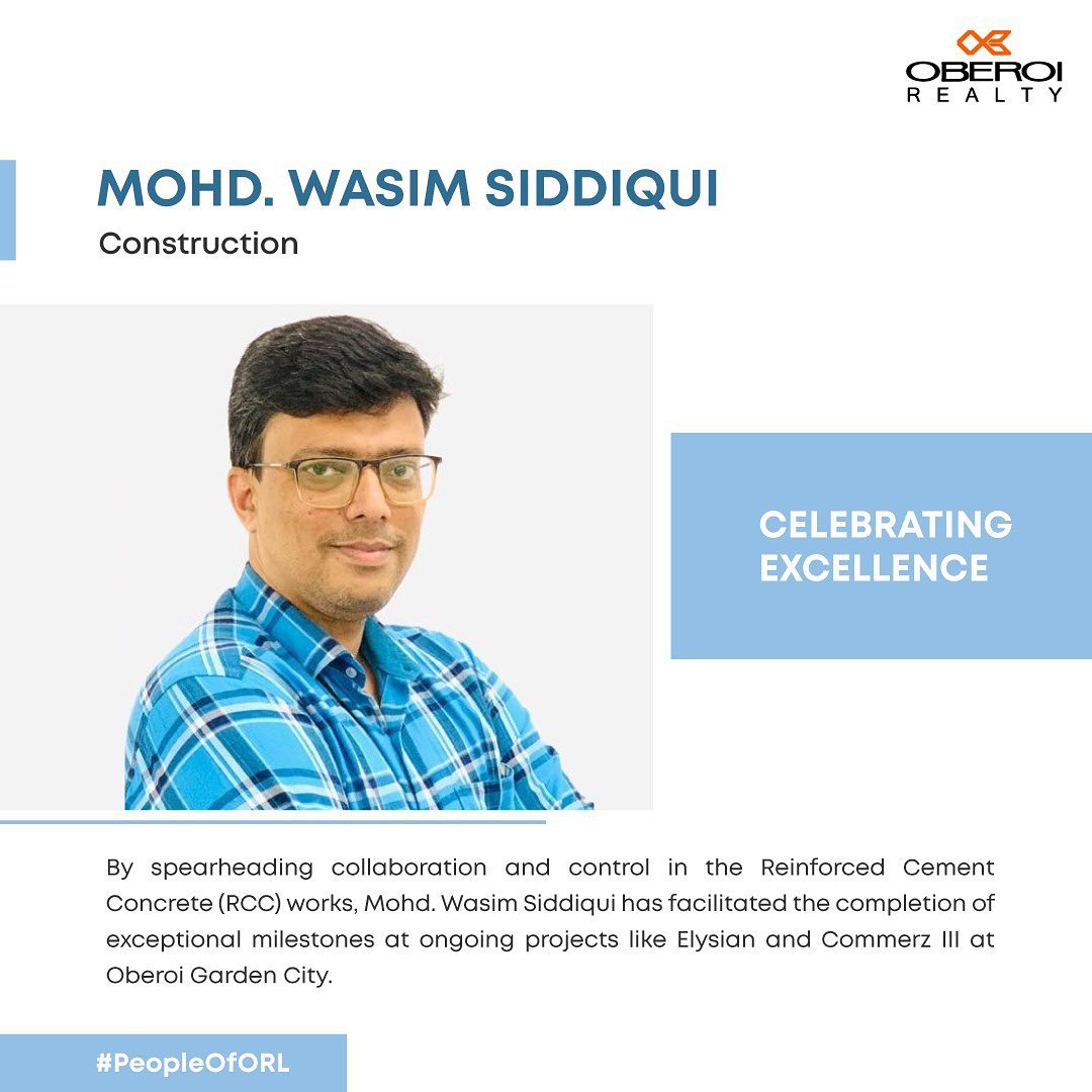 Oberoi Realty - We acknowledge Mohd. Wasim Siddiqui...