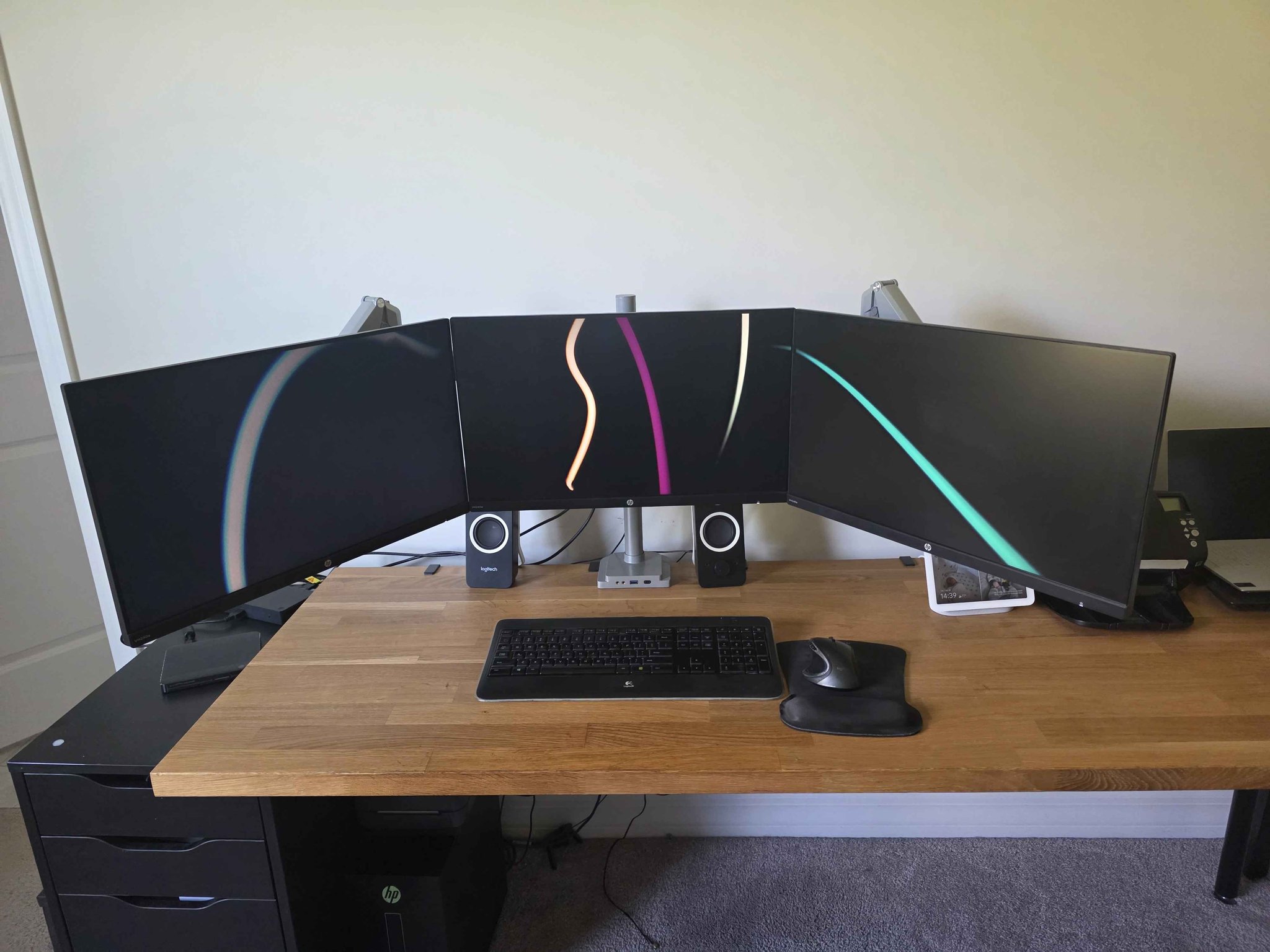 3 HP VH240A monitors with a Triple Monitor Mount with Gas Spring Arms ...