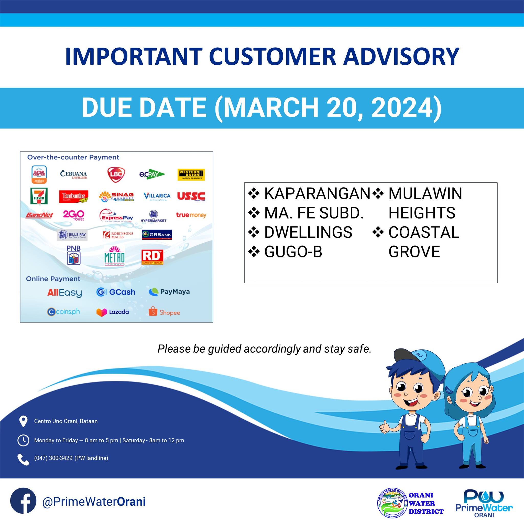 📅DUE DATE MARCH 20, 2024 (WEDNESDAY)... PrimeWater Orani