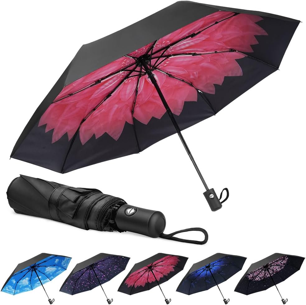 Parapluie Automatique Aolso - Pliable Et Coupe-Vent | Protection UV 50+ | Compact Pour Voyage