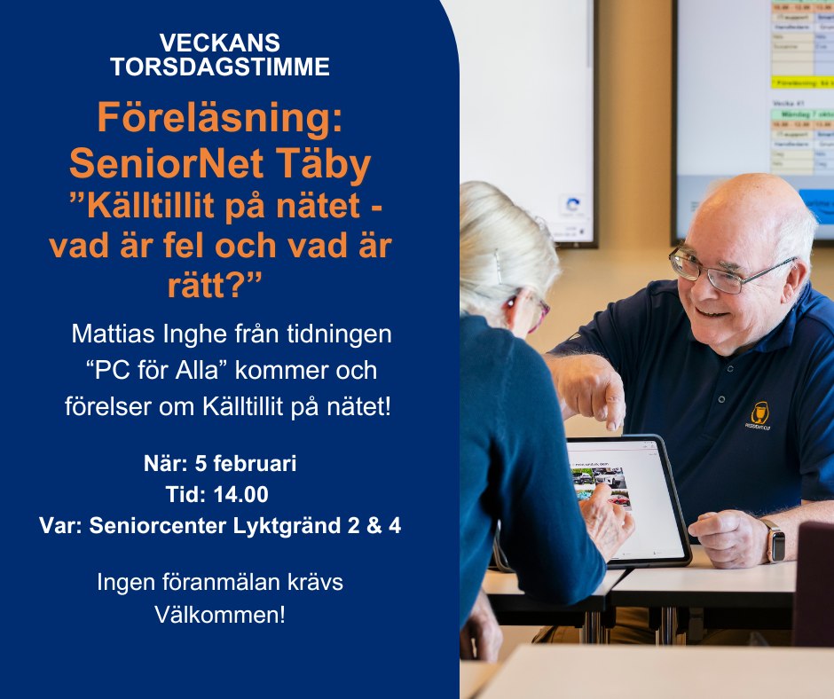 Veckans torsdagstimme! Föreläsning... - Seniorcenter Täby | Facebook