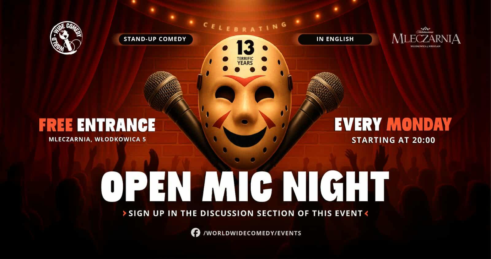 Monday Open Mic! Stand-Up Comedy in English!