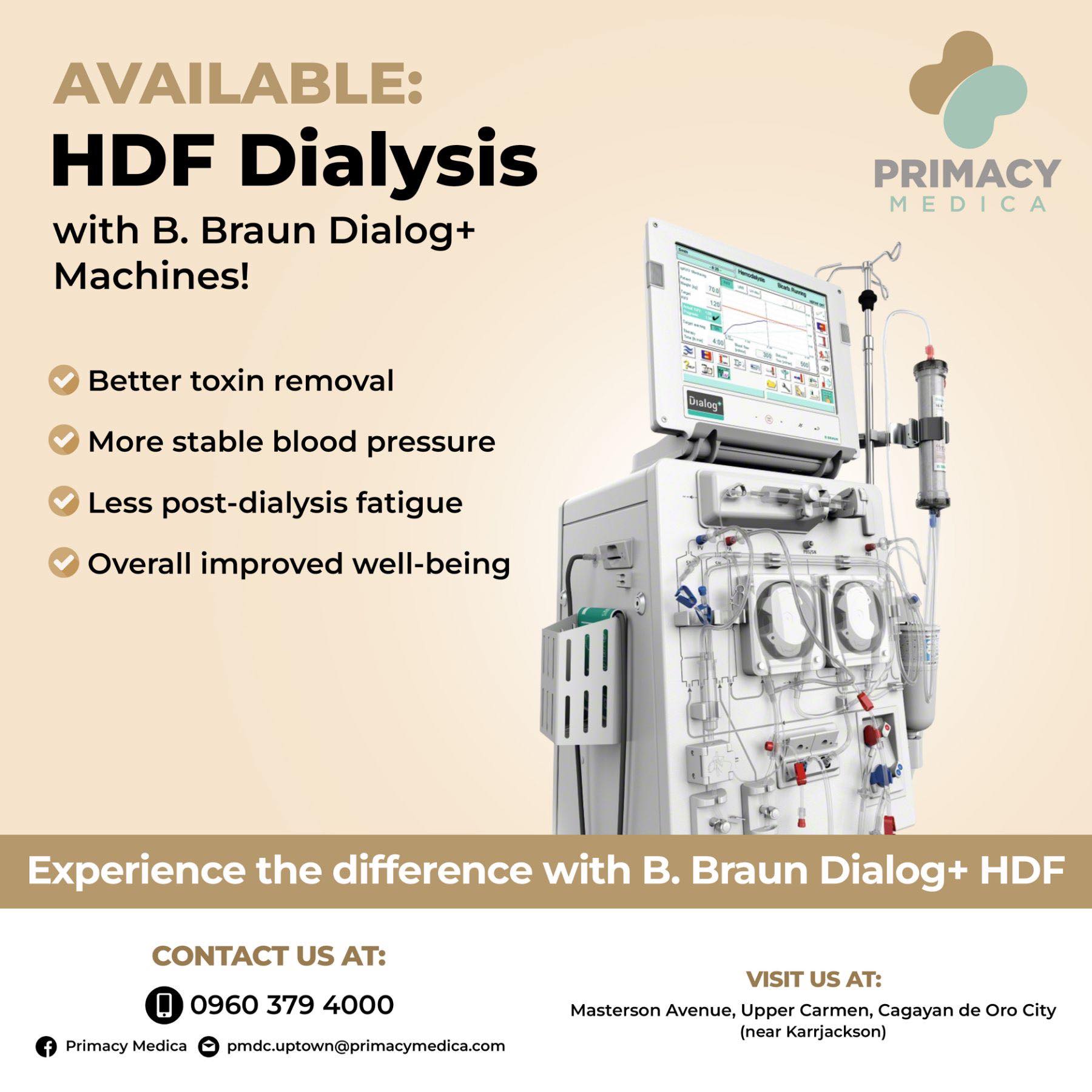 Primacy Medica - 🌟 AVAILABLE: HDF Dialysis with B. Braun... | Facebook