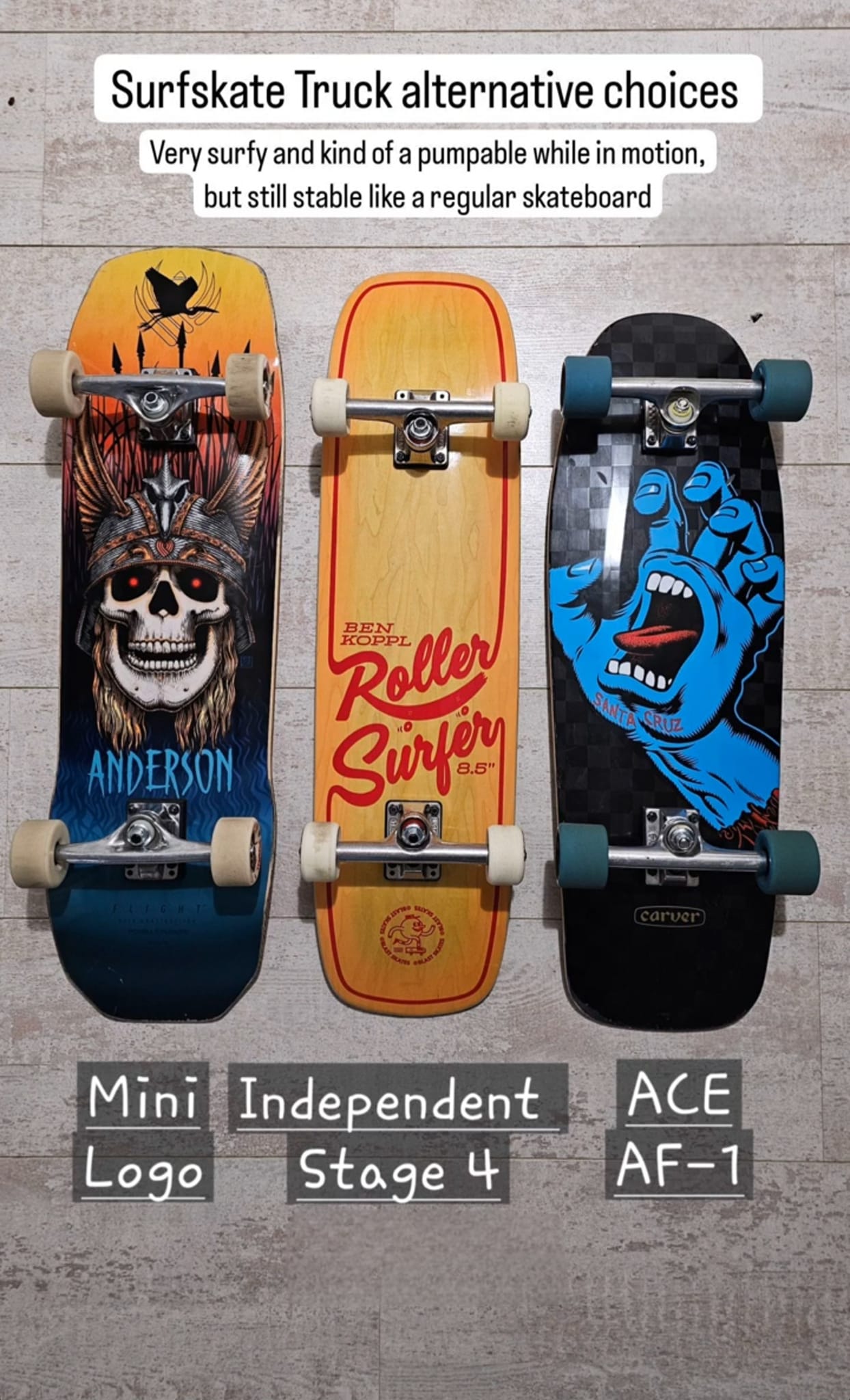 Skateboard setup with FTC San Francisco deck and Ace AF1 trucks