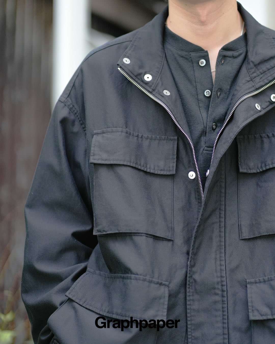 Graphpaper ”Cotton Cupro Back Satin Military Jacket” lot : GM253