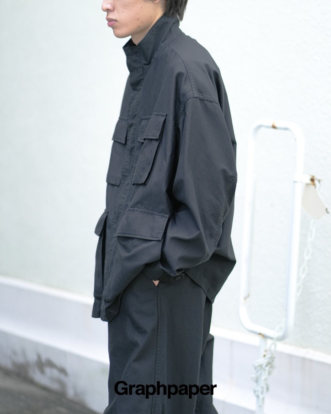 Graphpaper ”Cotton Cupro Back Satin Military Jacket” lot : GM253