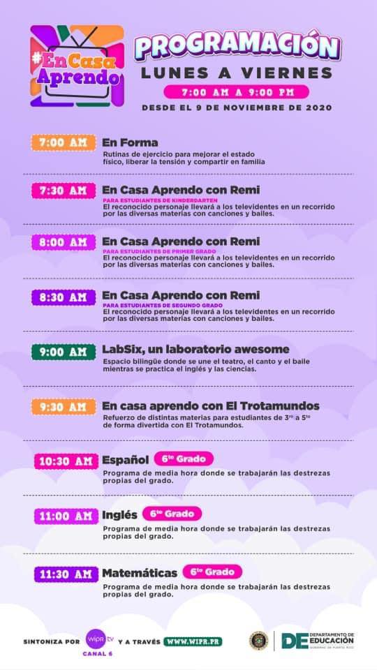 📌 Itinerario de programación... - Escuela Rosa Luz Zayas Cruz