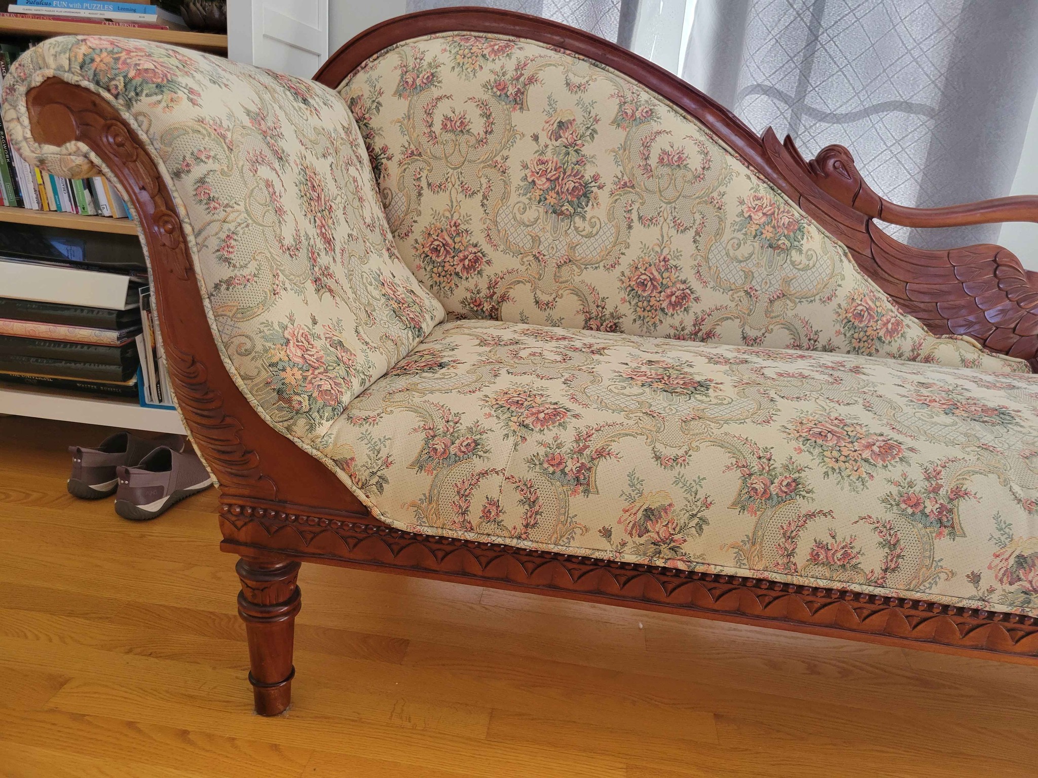 Empire style carved swan fainting couch: left version - Sofas
