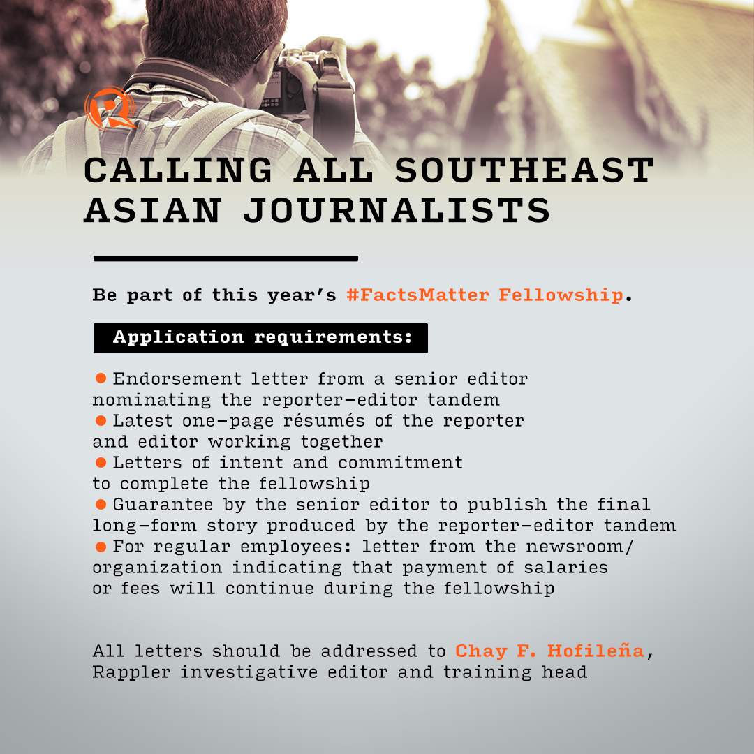 Rappler - CALLING ALL SOUTHEAST ASIAN JOURNALISTS! 📰... | Facebook