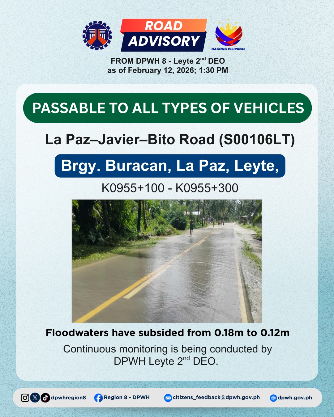 Region - ROAD ADVISORY UPDATE From DPWH 8 - Leyte 2nd District ...