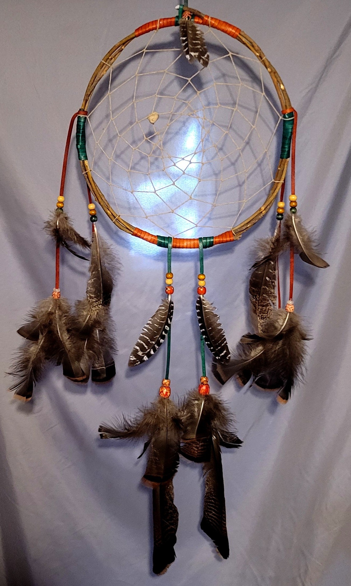 Eagle Head Dream Catcher Wall Hanging – 11x9 Inches With Feathers & Beads – Framed