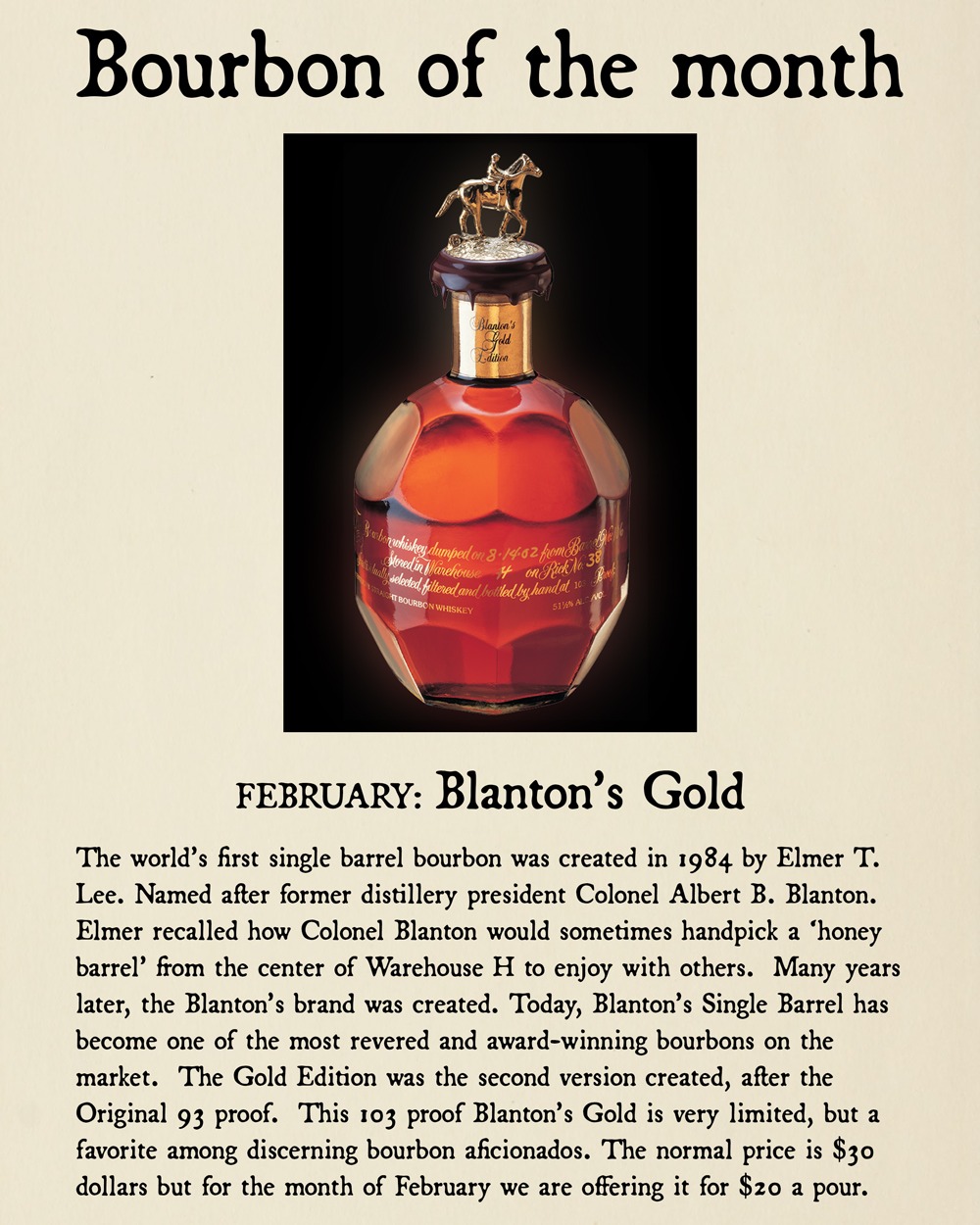 How to get a specific date Blanton's, specifically 2/16?