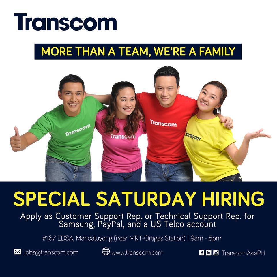 Transcom - We are open! Walk-in at #Transcom EDSA Mandaluyong site ...