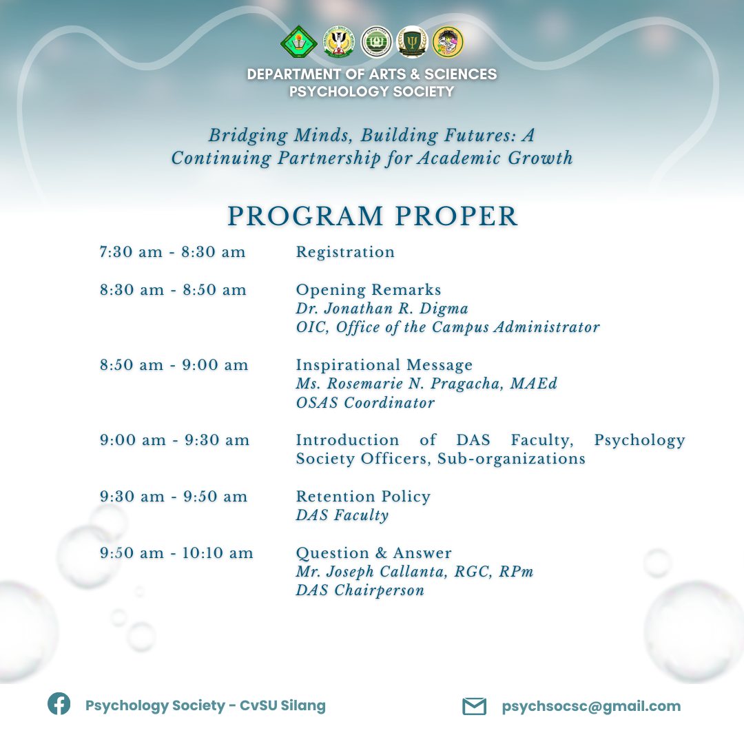 𝑨𝒏𝒅 𝒏𝒐𝒘, 𝒘𝒆 𝒑𝒓𝒆𝒔𝒆𝒏𝒕 𝒚𝒐𝒖... - Psychology Society - CvSU Silang | Facebook