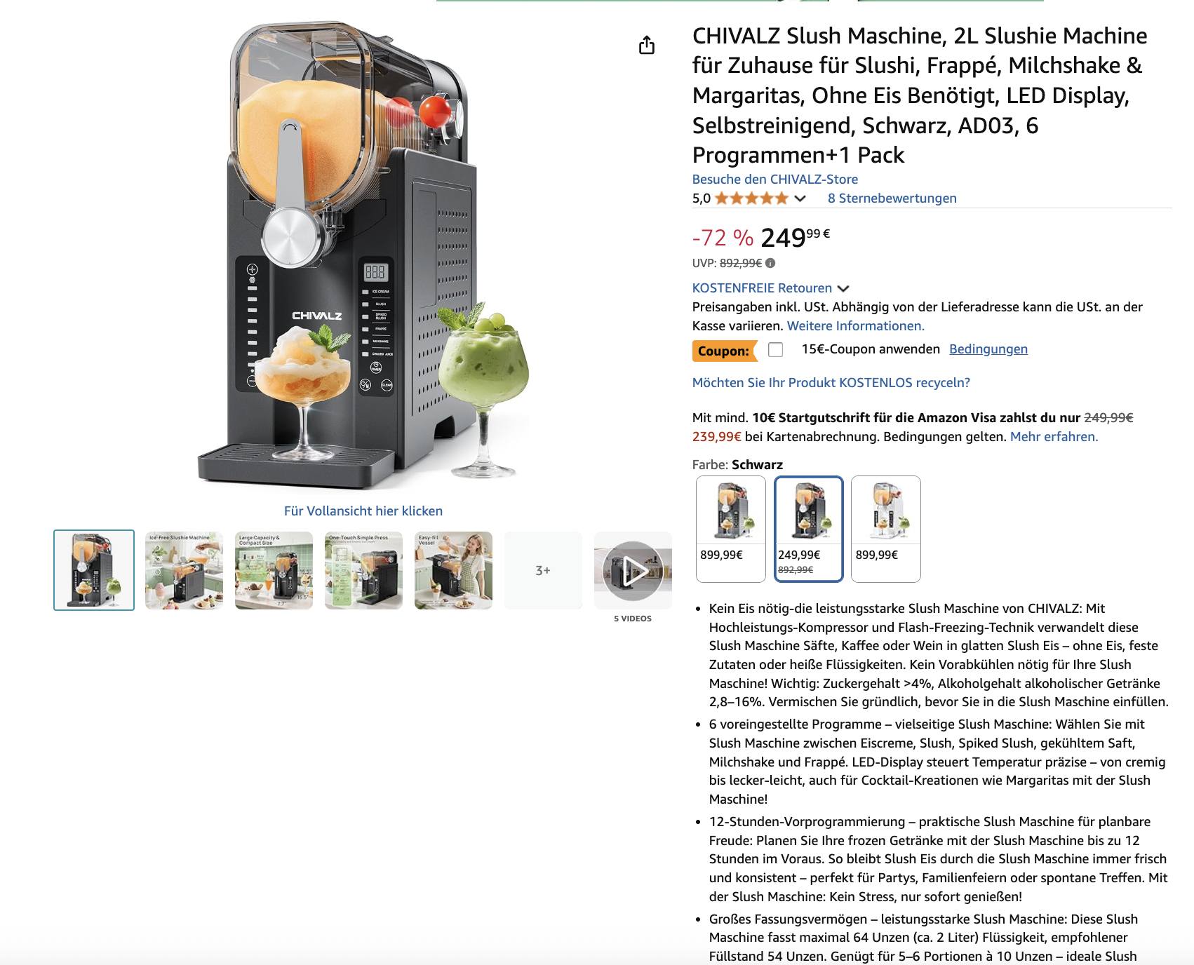 CHIVALZ Slush Maschine, Pirαtе-Dе$αls 2L Slushie Machine für Zuhause für Slushi, Frappé, Milchshake & Margaritas, Ohne Eis Benötigt, LED Display, Selbstreinigend, Schwarz, AD03, 6 Programmen+1 Pack 🏴‍☠️250.99 🏴‍☠️€ ⏩️ https://s.pirat.deals