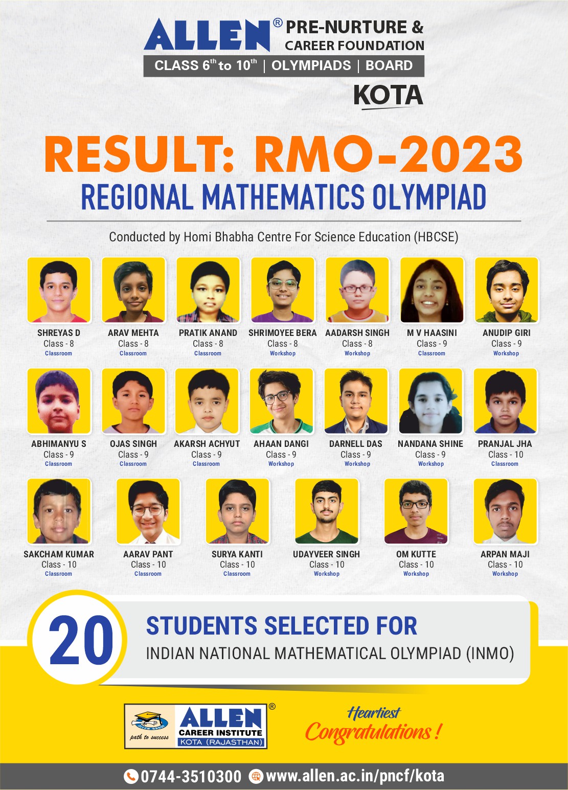 ALLEN - 📣REGIONAL MATHEMATICS OLYMPIAD (RMO) 2023 🌟 Once again, ALLEN ...