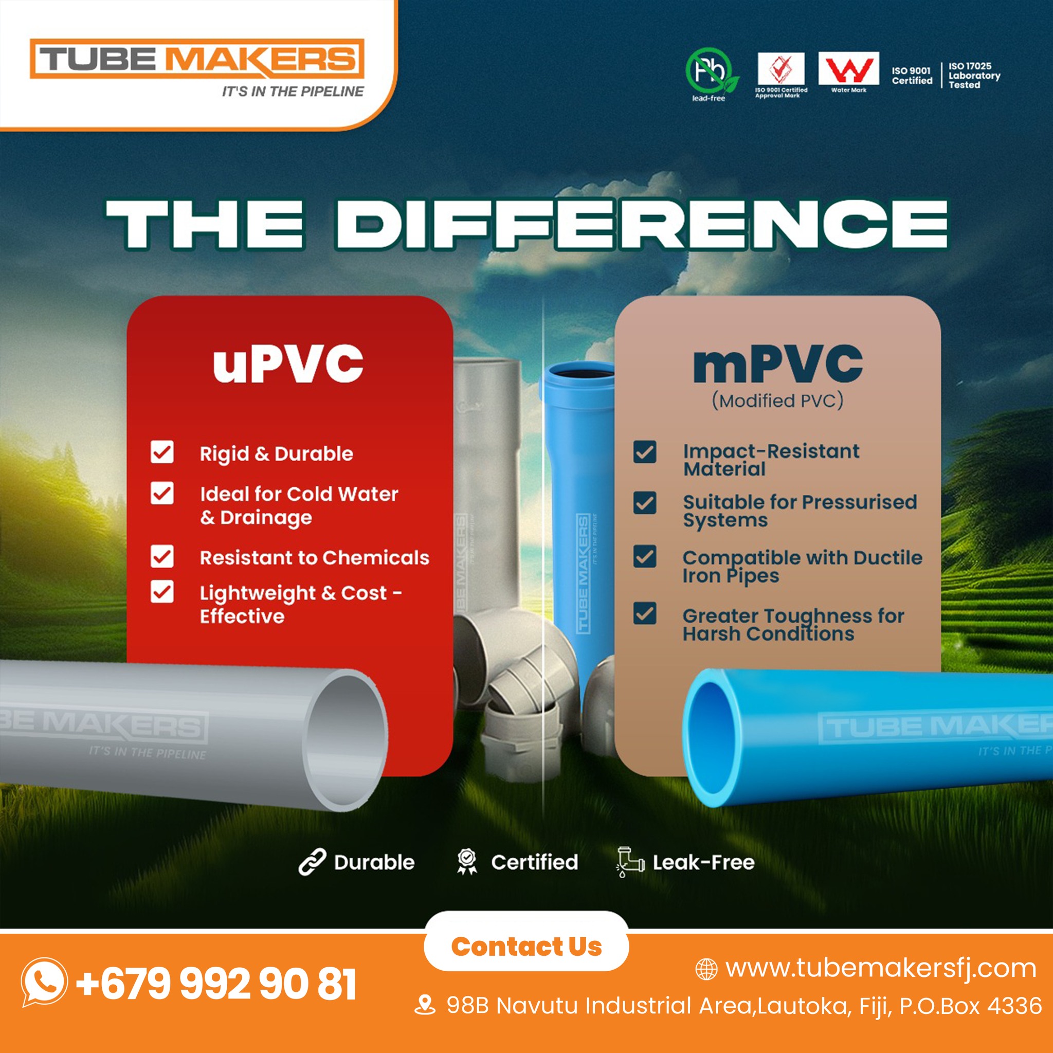 Tubemakers - What’s the Difference? uPVC vs mPVC Pipes Choosing the ...