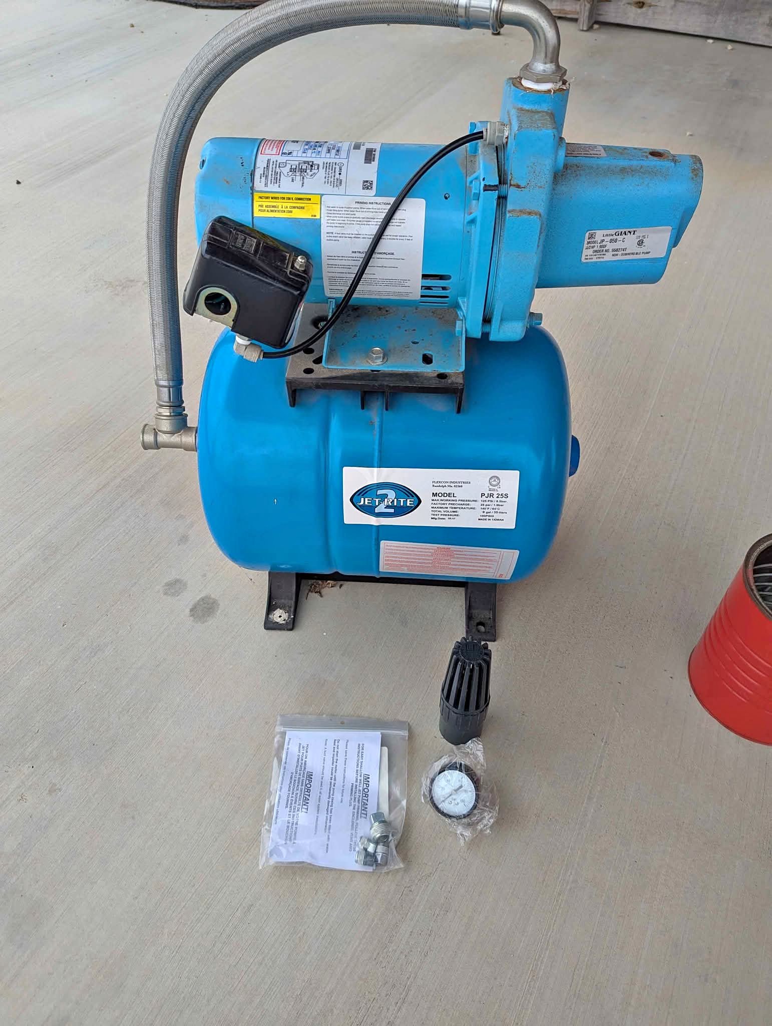 Little Giant 1/2HP Well Pump and Jet Rite 2 - 9 Gallon Volume Tank ...