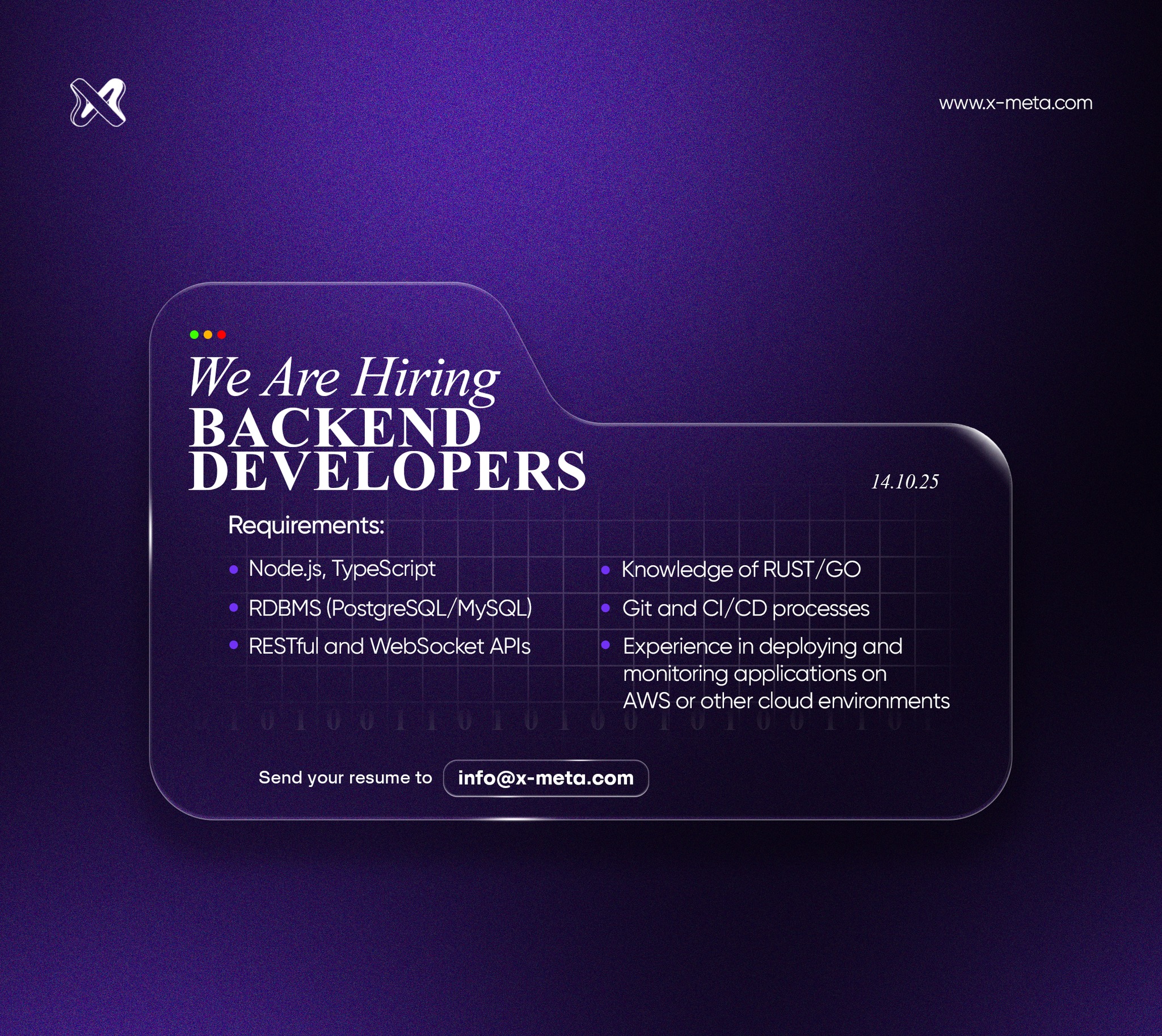 X-Meta - 📢 WE ARE HIRING! 🤝 X-Meta бирж нь бүтээлч сэтгэлгээ, эерэг ...