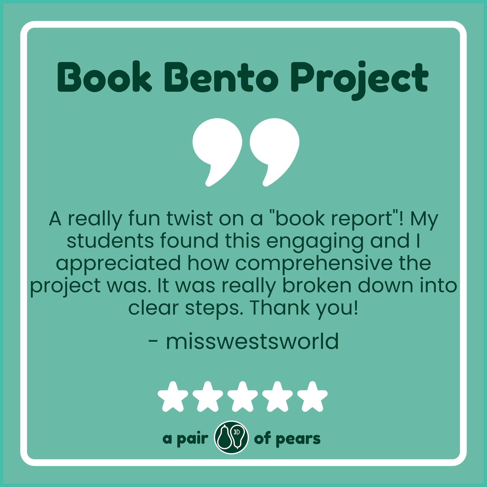 A Pair of Pears - Our Book Bento Novel Study Project is...