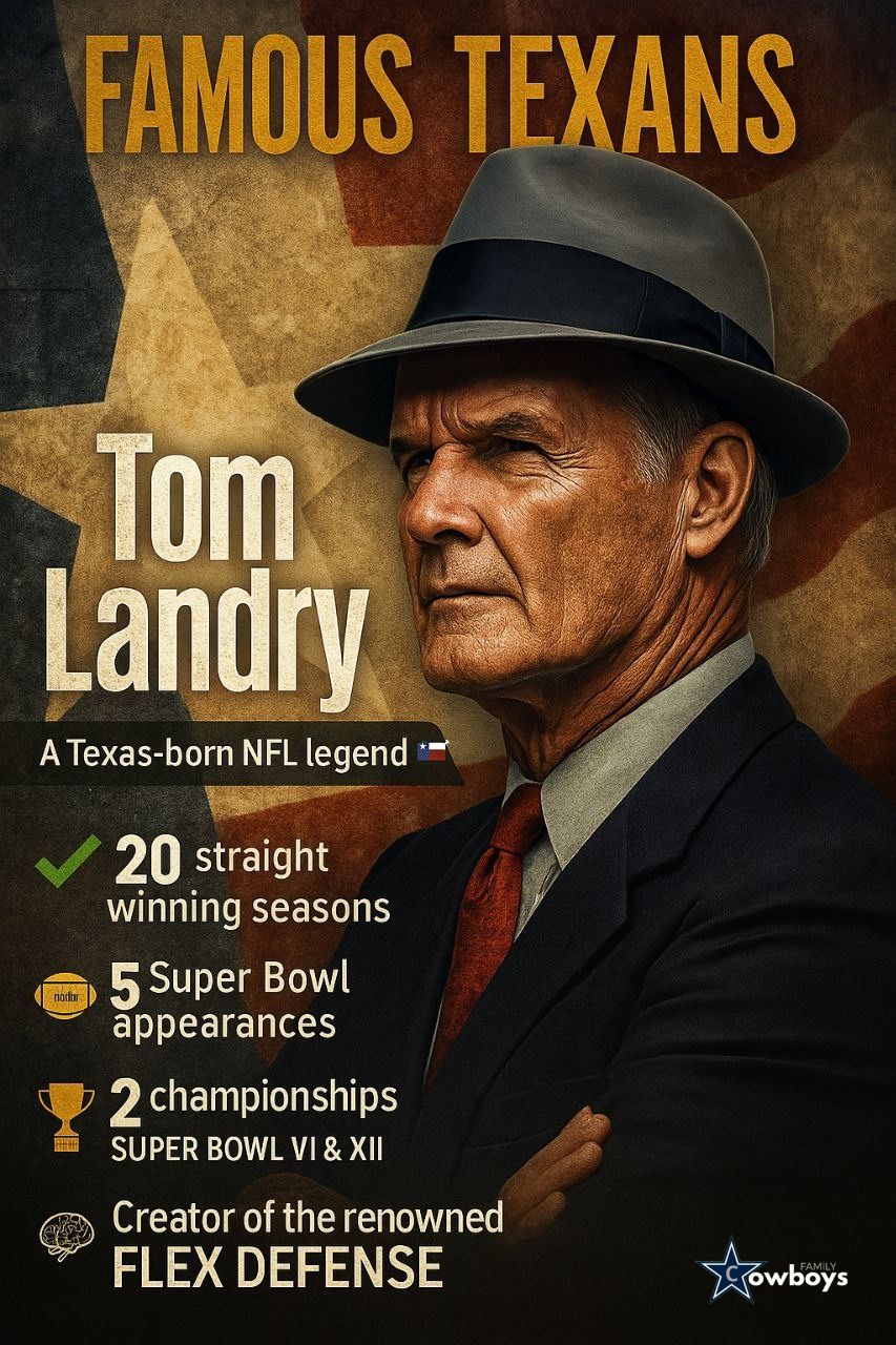 Cowboys - “Texas pride, legendary mindset. 🏆 Tom Landry — the man who ...