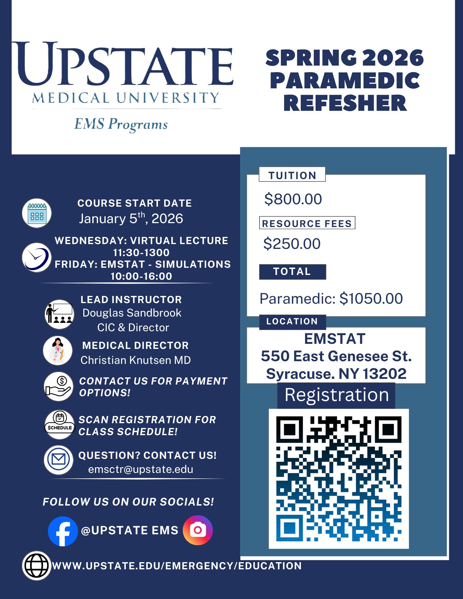 Upstate - PARAMEDIC REFRESHER IS HERE! Our Spring of 2026 AEMT ...