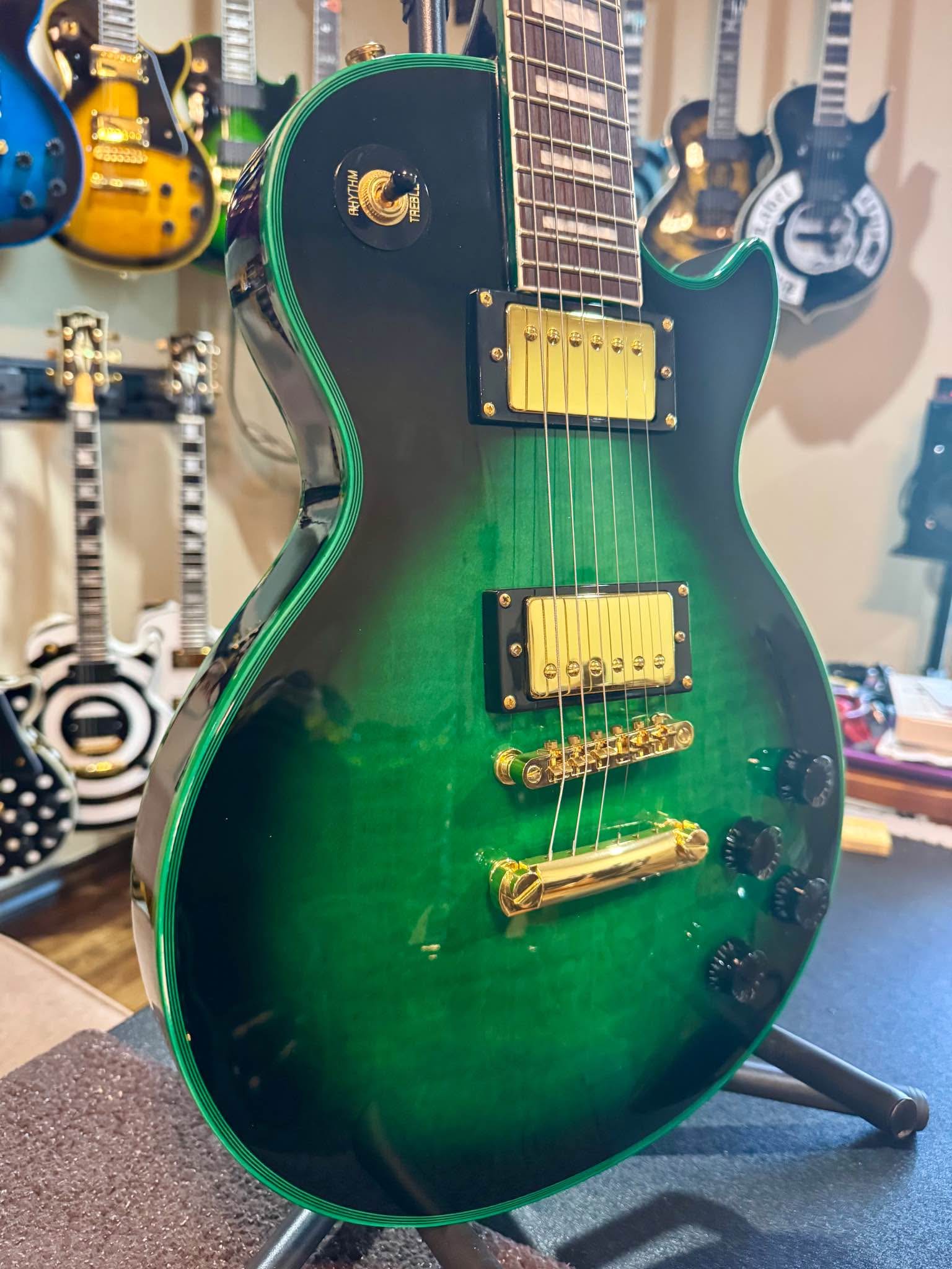 Chibson Custom LP Green Widow Electric Guitar HH Pickups, Matching ...