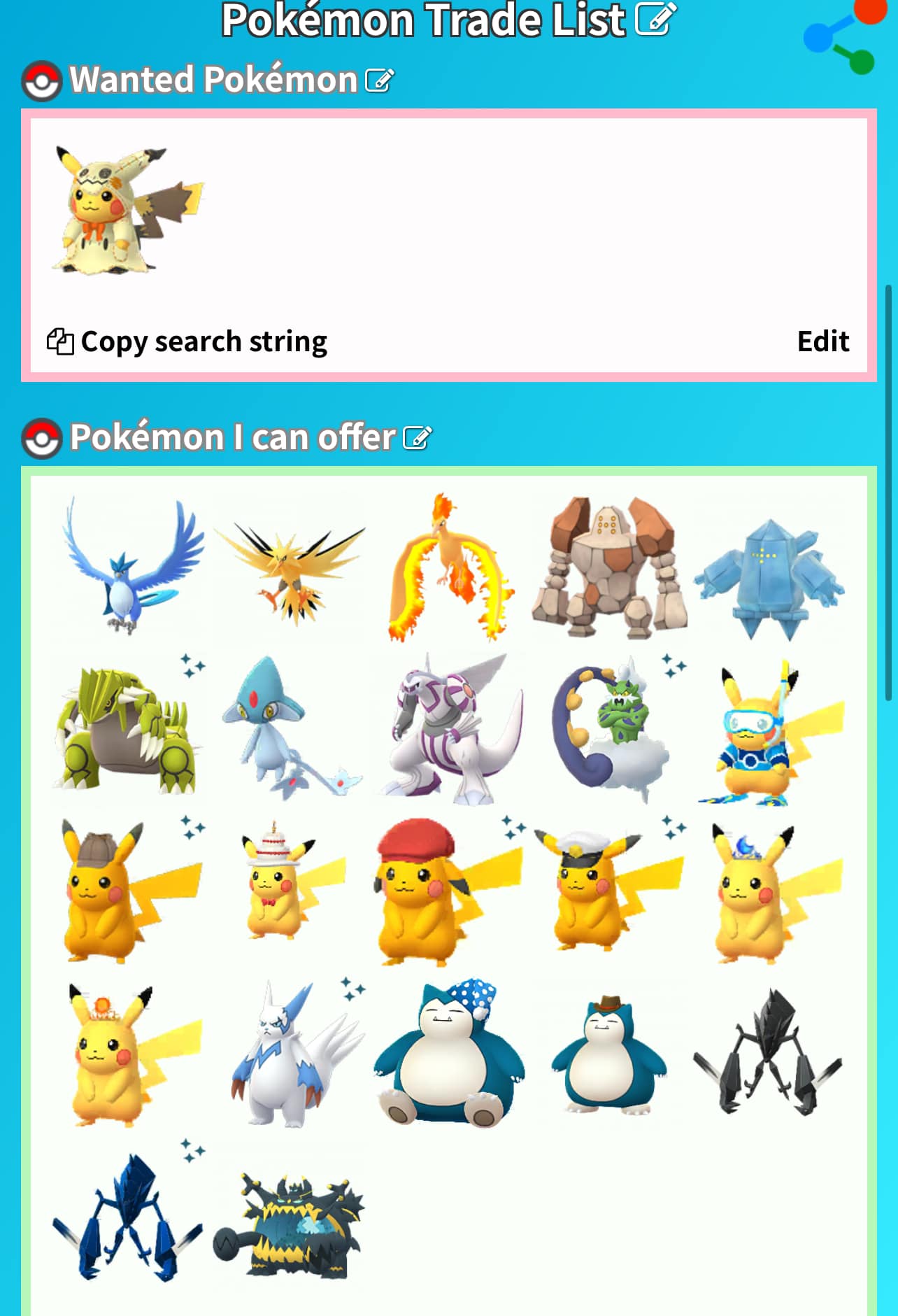Rare Costumed Pokémon Go Account Trade – Pikachu Mimikyu Costume & More (2016)