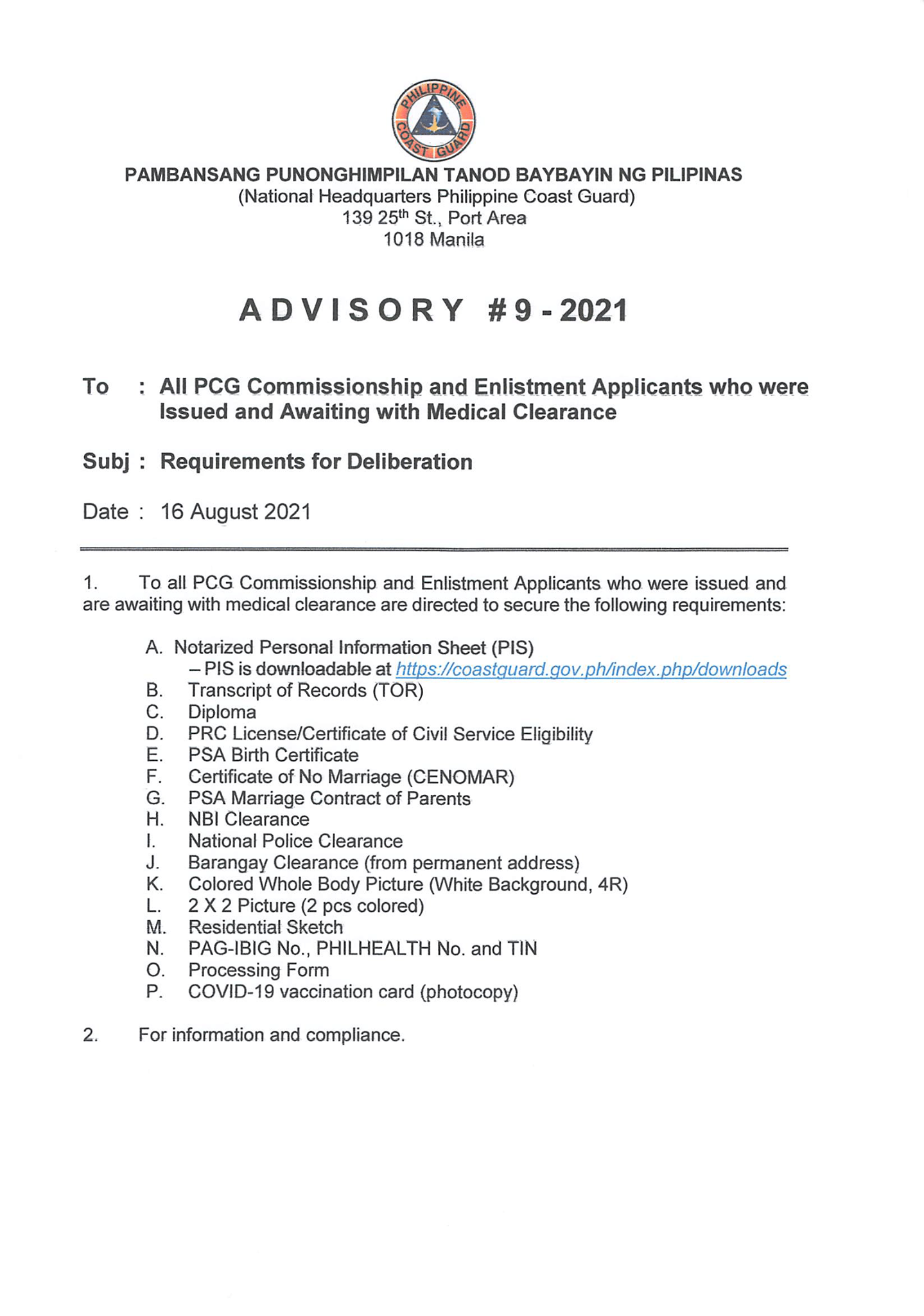 PCG RECRUITMENT UPDATE The... - Philippine Coast Guard | Facebook
