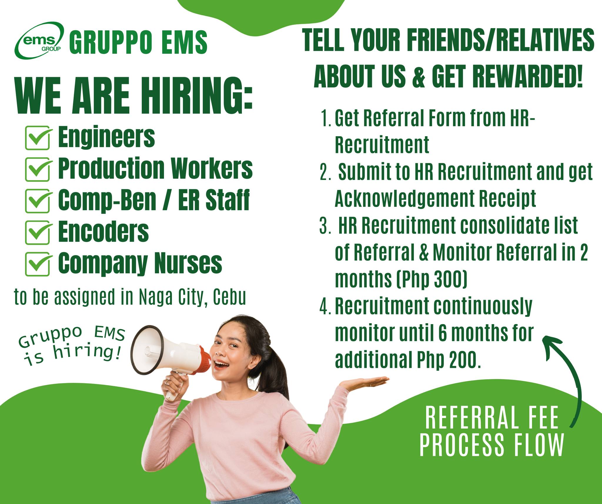 Gruppo EMS Cebu - 𝗝𝗢𝗜𝗡 𝗢𝗨𝗥 𝗚𝗥𝗢𝗪𝗜𝗡𝗚 𝗧𝗘𝗔𝗠 𝗜𝗡 𝗡𝗔𝗚𝗔! 💚 We're... | Facebook
