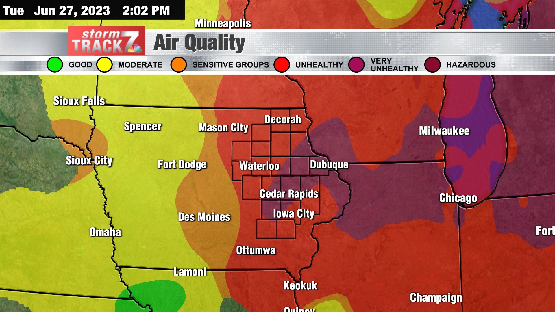 The latest air quality update shows... - KWWL Storm Track 7