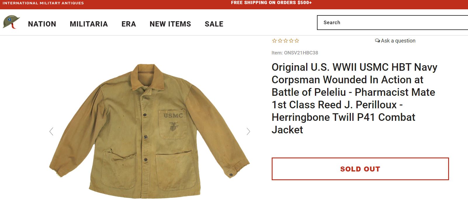 How to contact the buyer of a specific WWII HBT jacket sold by IMA?