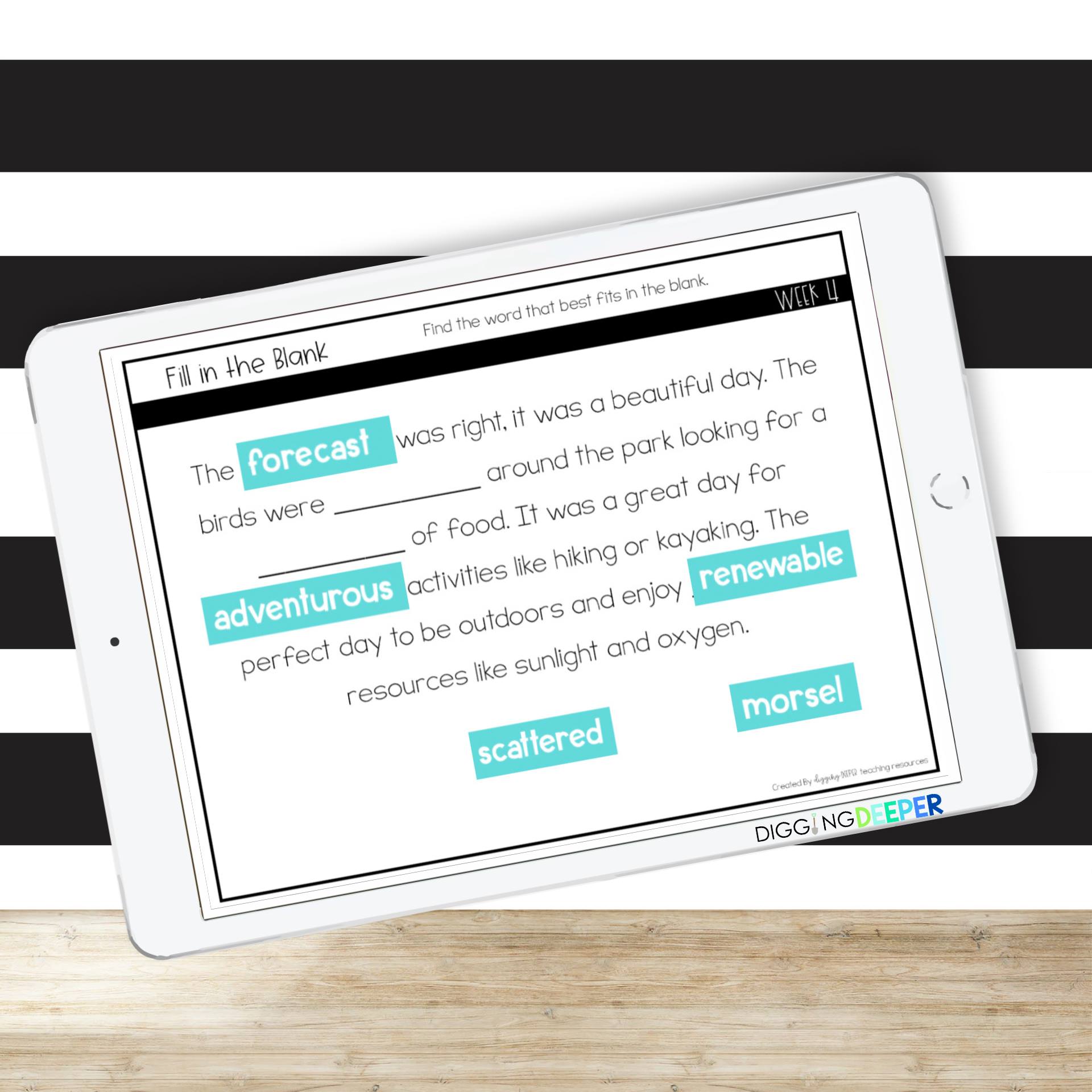 Digging - My yearlong vocabulary unit contains weekly vocabulary lists ...