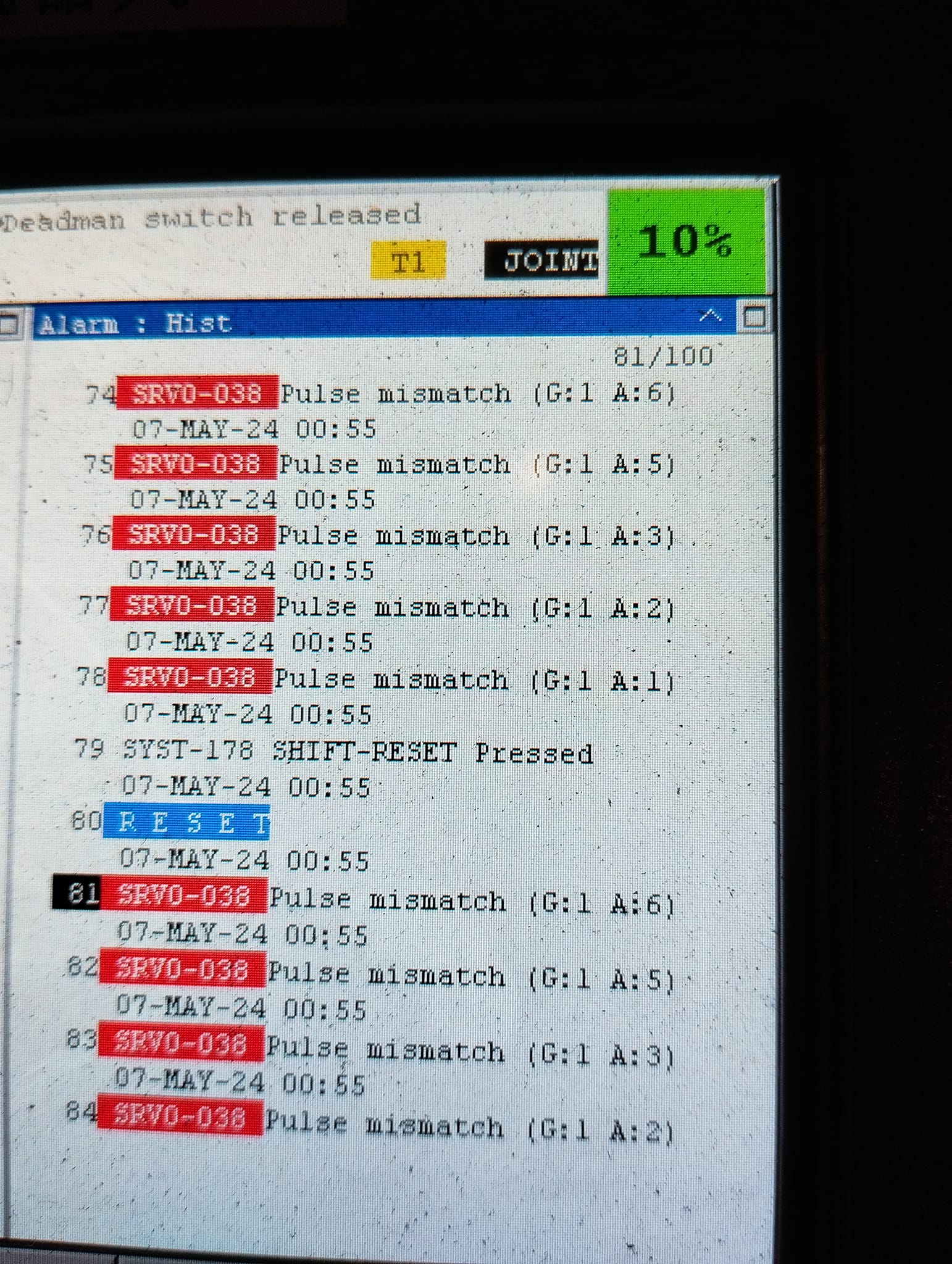 FANUC Robot Programmers | Hi i am getting a servo 037 error on my robot ...