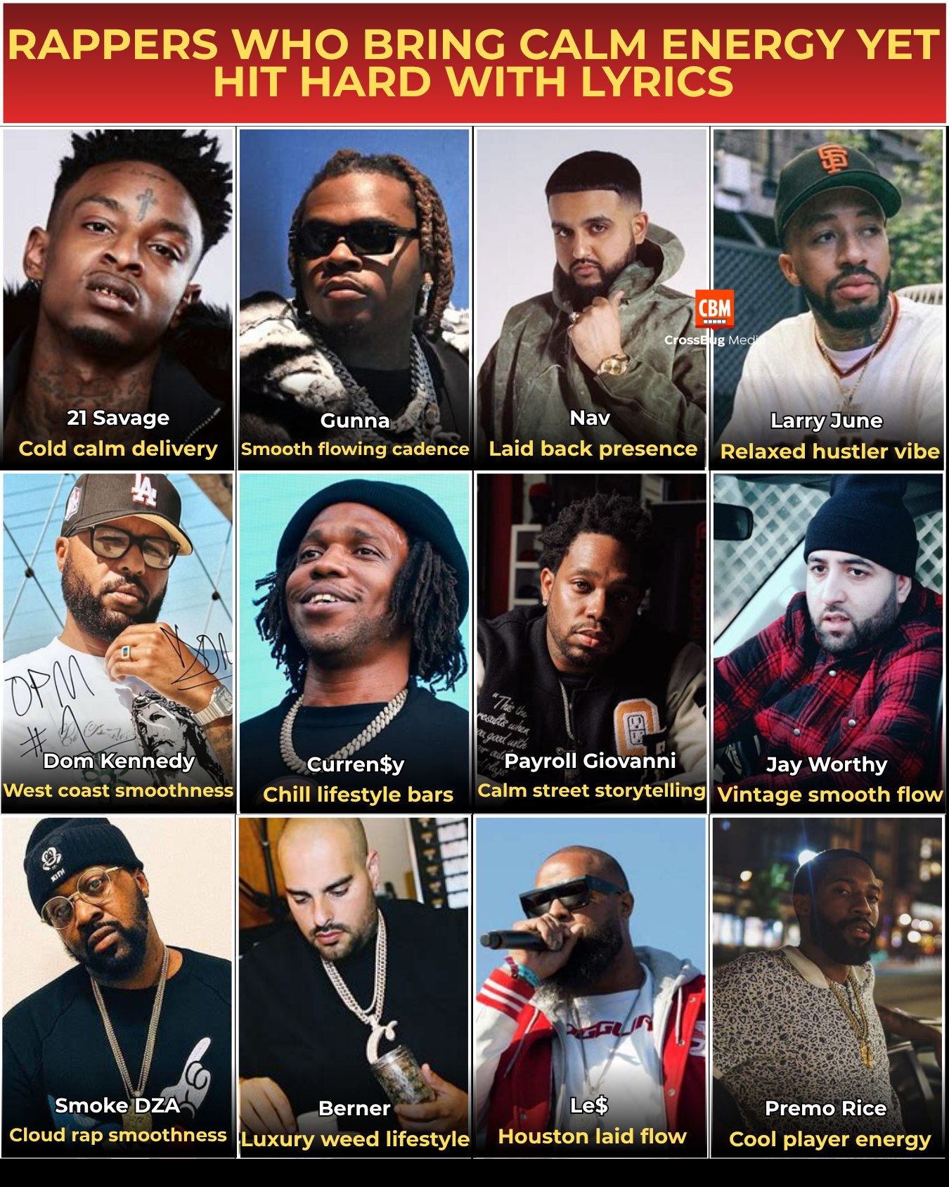 Rappers Who Bring Calm Energy Yet Hit Hard With Lyrics Not every 