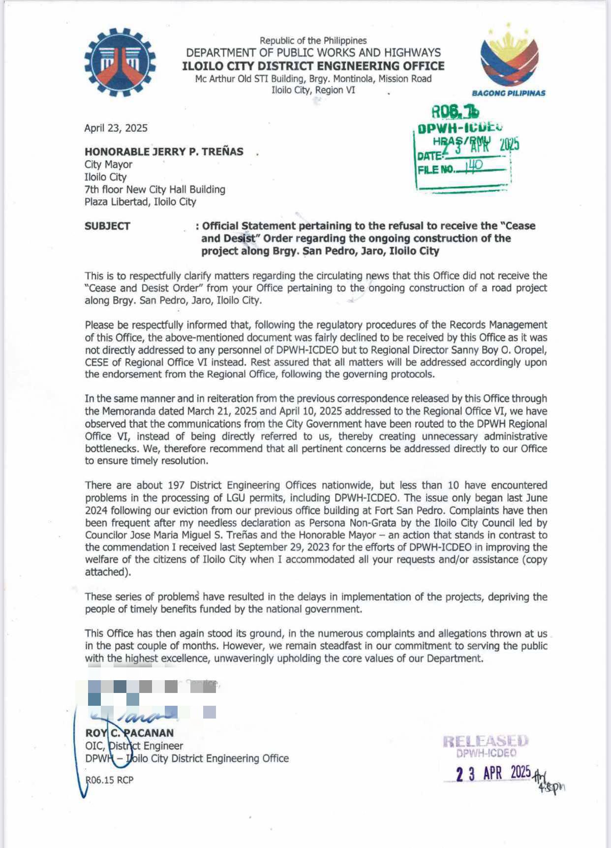 DYRI - ICDEO, WALA GINBATON ANG CEASE AND DESIST ORDER NI MAYOR TRENAS ...