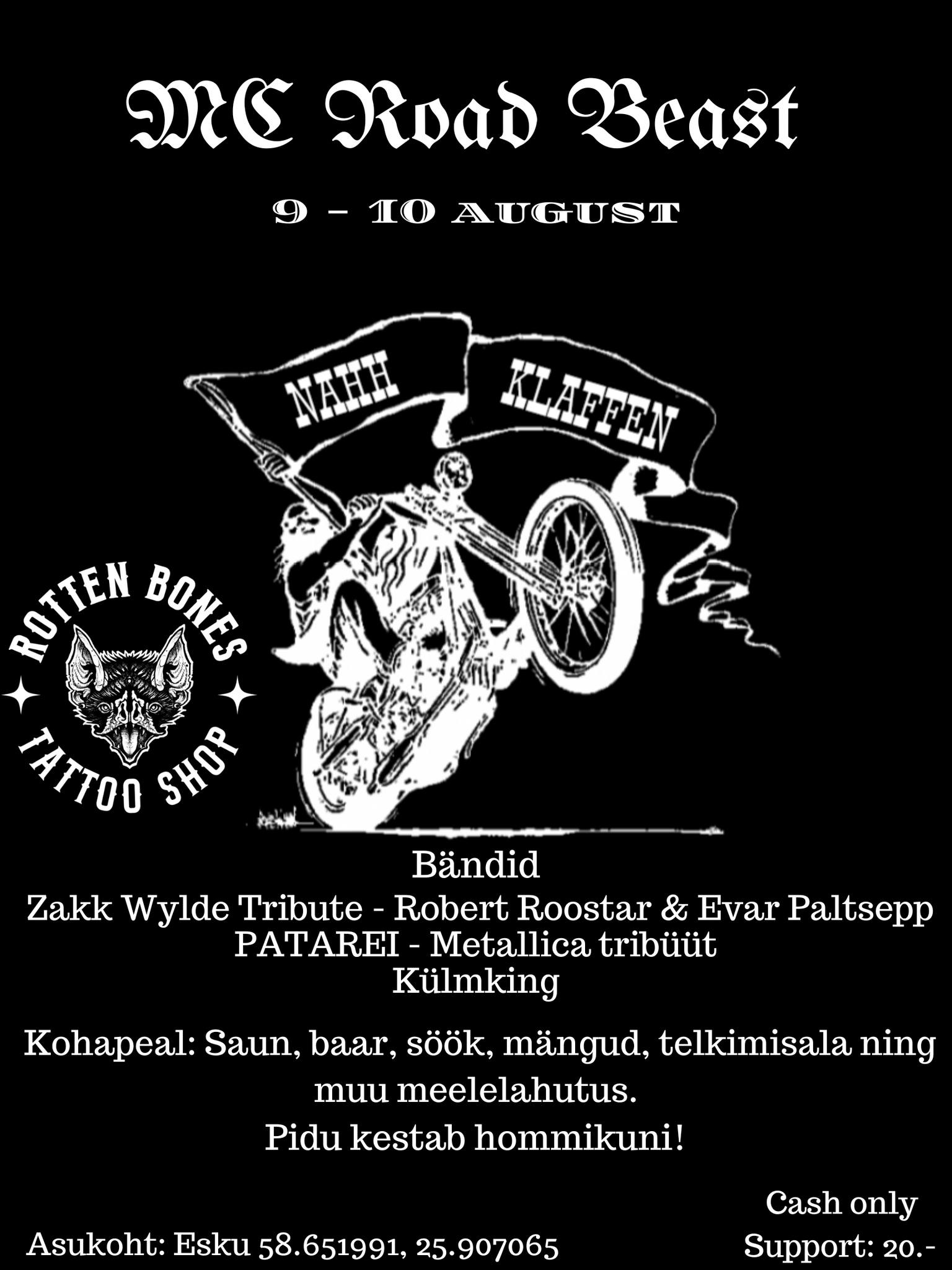 Külmking - 10. august esineme ROAD BEAST MC poolt... | Facebook