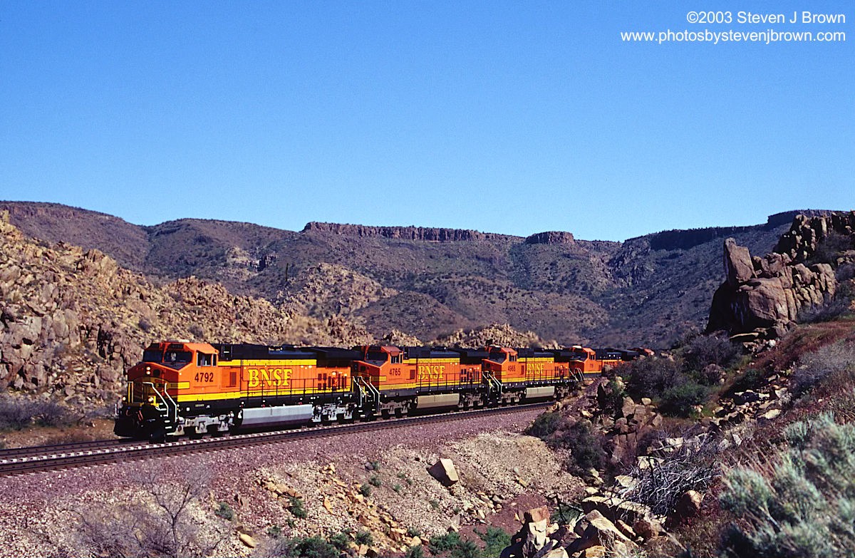 BNSF C44-9W 4792 leads through Valentine Arizona