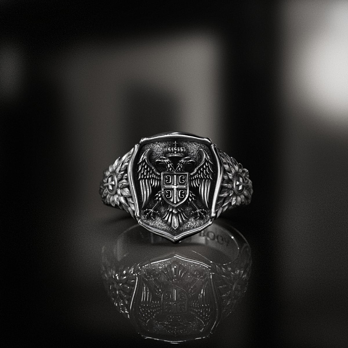 Howlet Patriotic Double-Headed Serbian Eagle Ring- live Thursday 