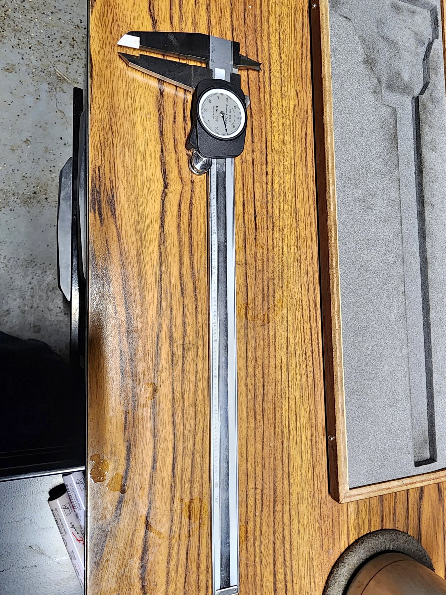 BROWN & SHARPE 599-579-12 DIAL CALIPER 12" IN WOOD CASE SWISS MADE ...
