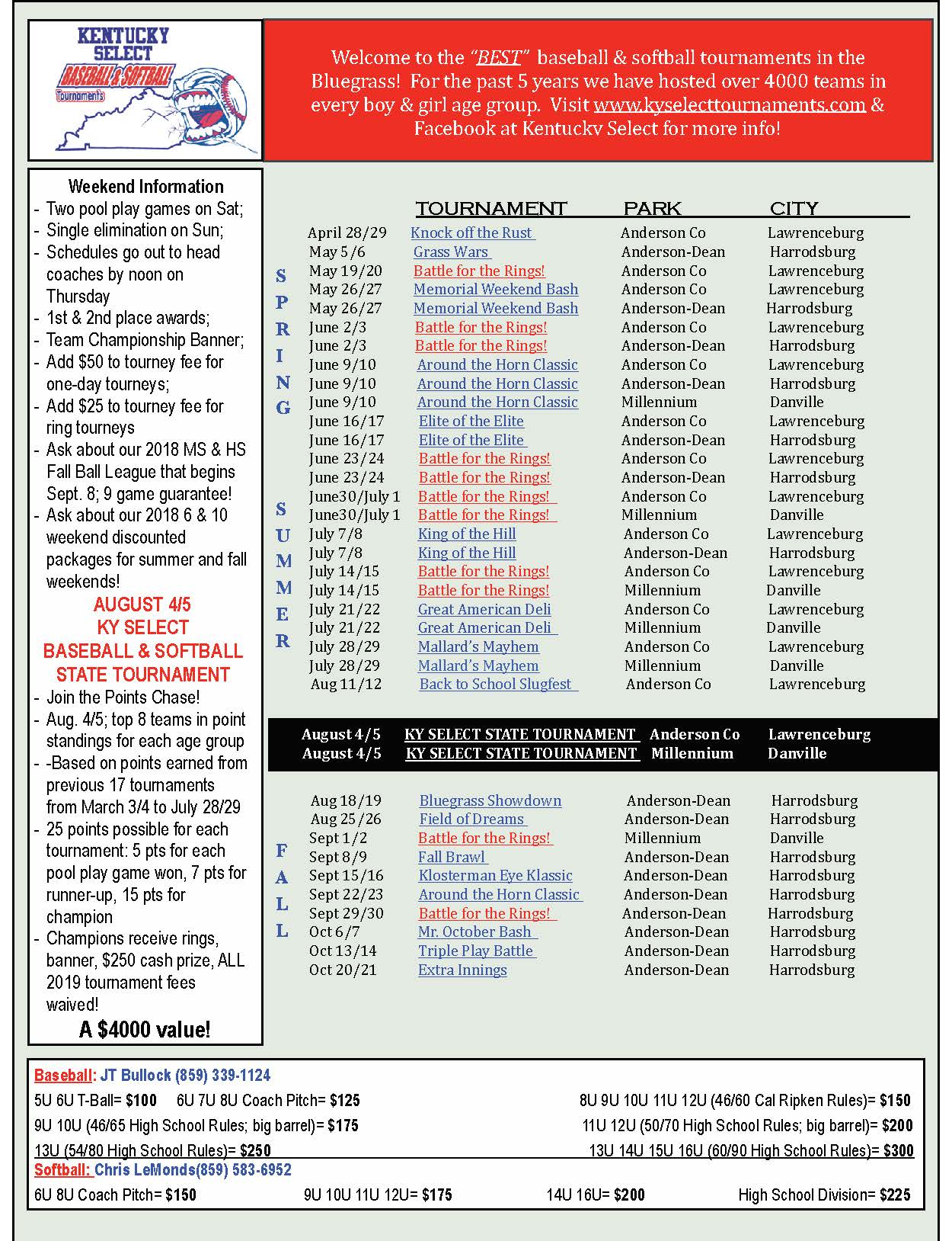 Ky Select Tournaments , 2024 Baseball Tournaments – UNIFE