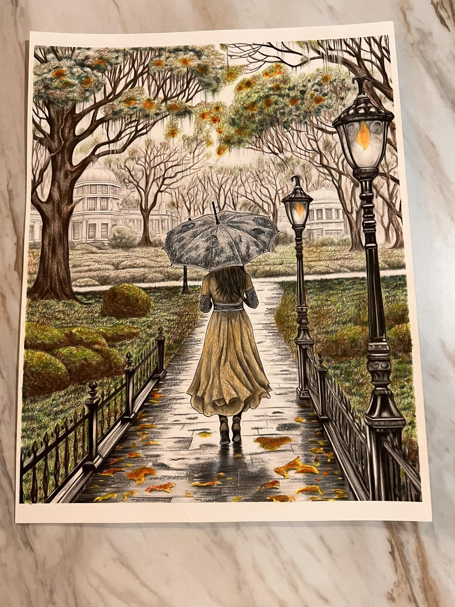 Rainy Days digital download on Etsy. Prismacolor colored pencils. ☔️