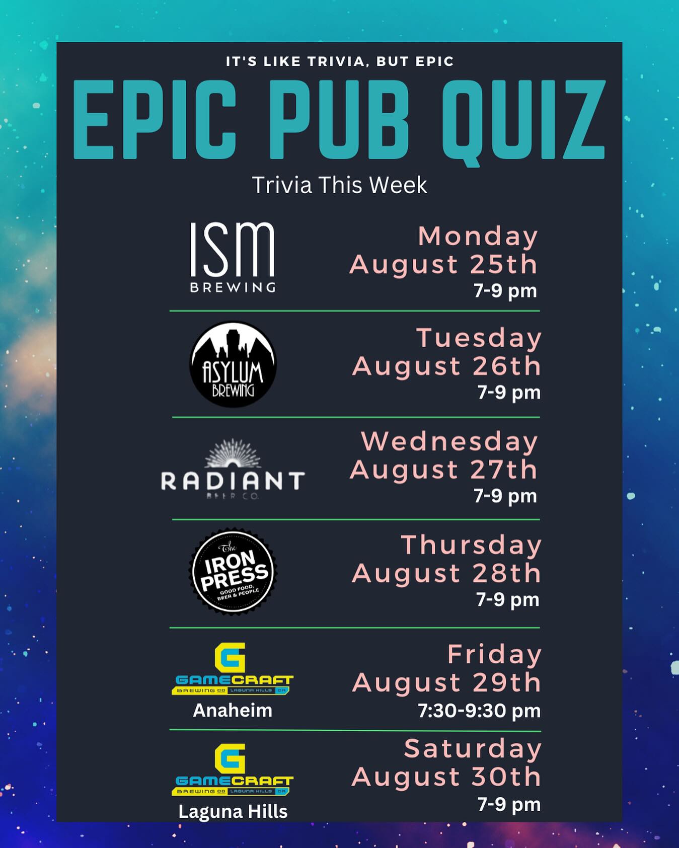 Epic - I know we’re a few days into Sept already - but be sure to check ...