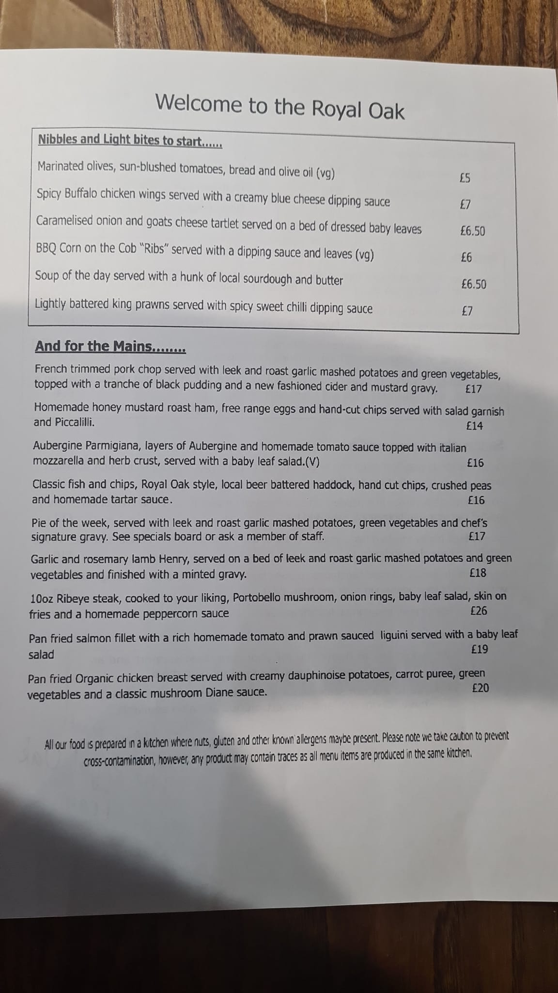 Latest menu offerings. - The Royal Oak, Rushton | Facebook