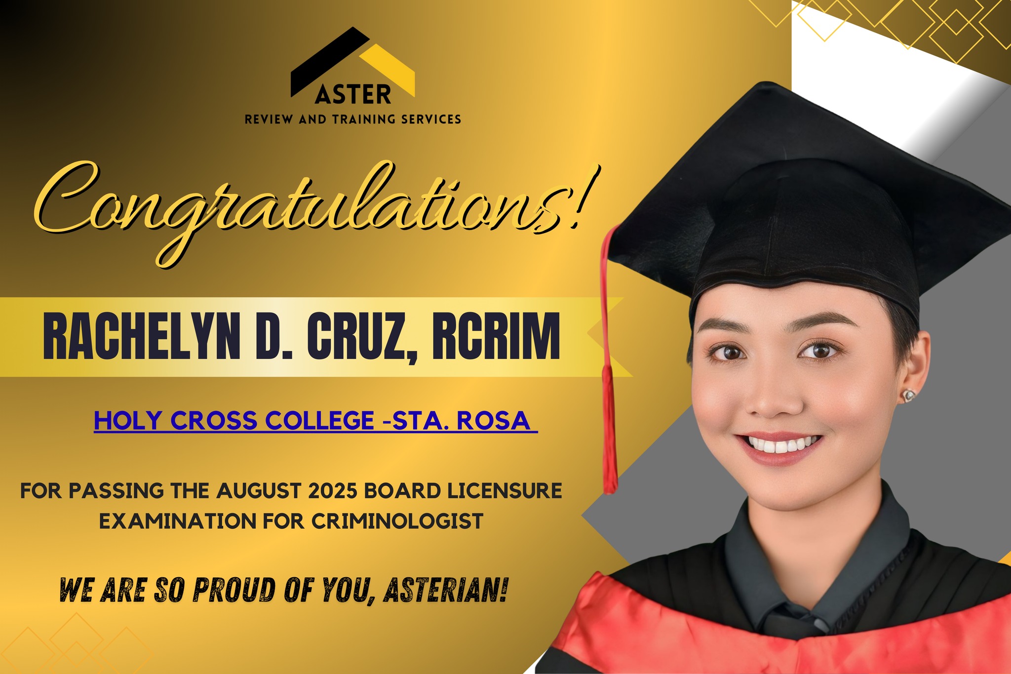 Congratulations to... - Aster Review and Training Services | Facebook