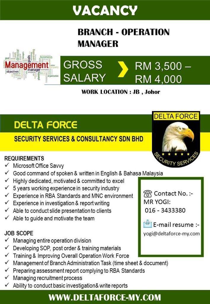 Job Delta Force Security Services Consultancy Sdn Bhd Facebook